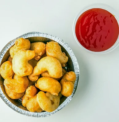 Battered sweet and sour shrimp with sauce